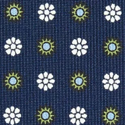 CRAVATTA SARTORIALE CLASSICA IN SETA BLU SCURO Microfantasia fiore
