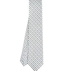 CRAVATTA SARTORIALE CLASSICA IN SETA BIANCA Microfantasia fiore