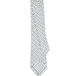 CRAVATTA SARTORIALE CLASSICA IN SETA BIANCA Microfantasia fiore