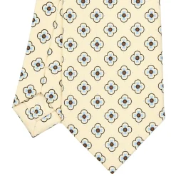 CRAVATTA SARTORIALE CLASSICA IN SETA GIALLA Microfantasia fiore