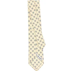 CRAVATTA SARTORIALE CLASSICA IN SETA GIALLA Microfantasia fiore