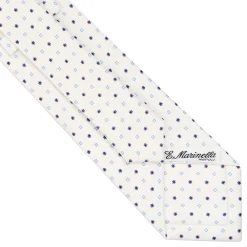 CRAVATTA SARTORIALE CLASSICA IN SETA BIANCA Microfantasia fiore
