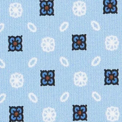 CRAVATTA SARTORIALE CLASSICA IN SETA AZZURRA Microfantasia fiore