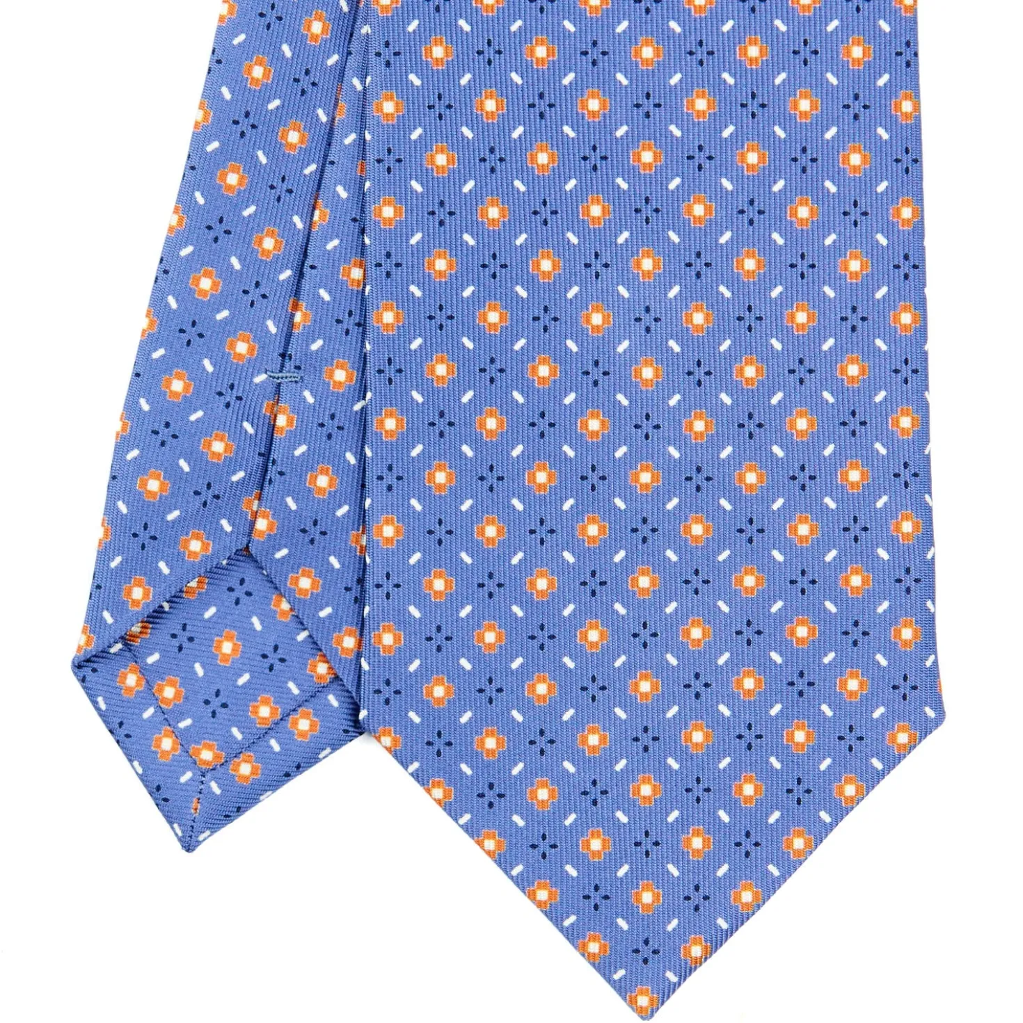 CRAVATTA SARTORIALE CLASSICA IN SETA AZZURRO POLVERE Microfantasia fiore