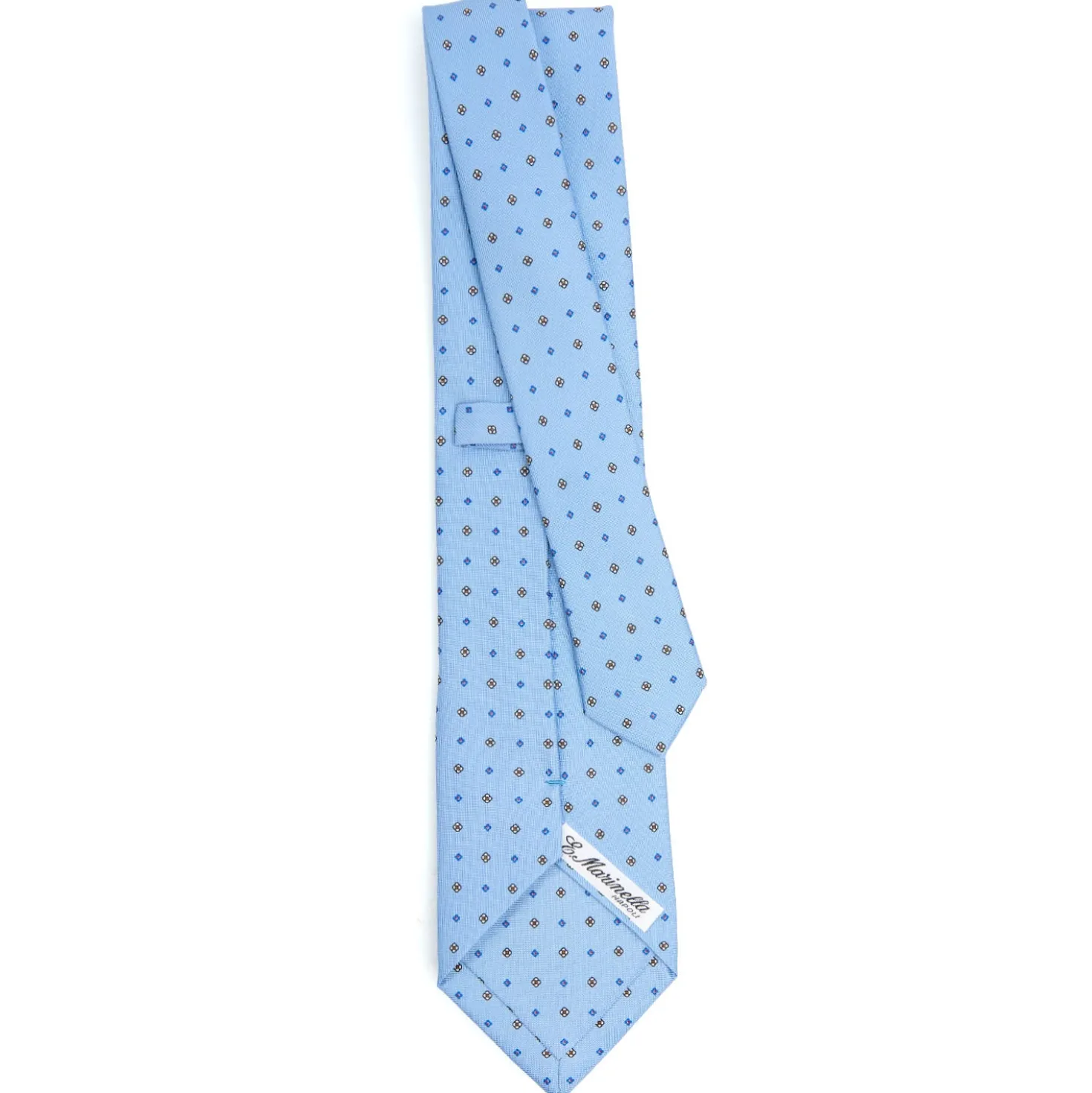 CRAVATTA SARTORIALE CLASSICA IN SETA AZZURRA Microfantasia fiore