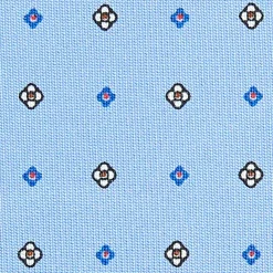 CRAVATTA SARTORIALE CLASSICA IN SETA AZZURRA Microfantasia fiore
