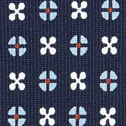 CRAVATTA SARTORIALE CLASSICA IN SETA BLU SCURO Microfantasia fiore