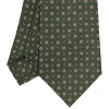 CRAVATTA SARTORIALE CLASSICA IN SETA VERDE OLIVA Microfantasia fiore