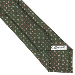 CRAVATTA SARTORIALE CLASSICA IN SETA VERDE OLIVA Microfantasia fiore
