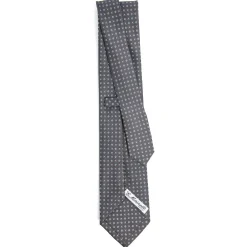 CRAVATTA SARTORIALE CLASSICA IN SETA GRIGIO SCURO Microfantasia fiore