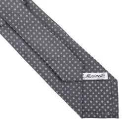 CRAVATTA SARTORIALE CLASSICA IN SETA GRIGIO SCURO Microfantasia fiore