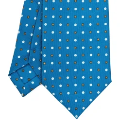 CRAVATTA SARTORIALE EXTRA LONG IN SETA BLU MEDIO Microfantasia fiore