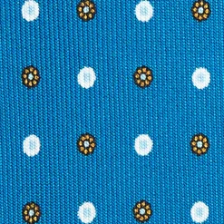 CRAVATTA SARTORIALE EXTRA LONG IN SETA BLU MEDIO Microfantasia fiore
