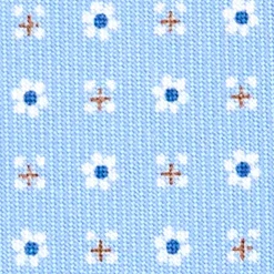 CRAVATTA SARTORIALE EXTRA LONG IN SETA AZZURRA Microfantasia fiore