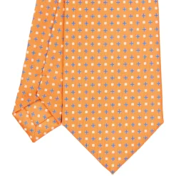 CRAVATTA SARTORIALE EXTRA LONG IN SETA ARANCIONE Microfantasia fiore