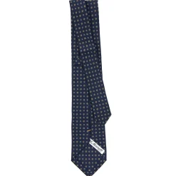 CRAVATTA SARTORIALE EXTRA LONG IN SETA BLU SCURO Microfantasia fiore