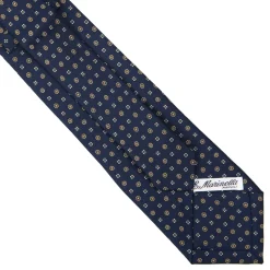 CRAVATTA SARTORIALE EXTRA LONG IN SETA BLU SCURO Microfantasia fiore