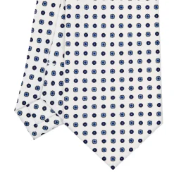 CRAVATTA SARTORIALE EXTRA LONG IN SETA BIANCA Microfantasia fiore