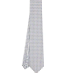 CRAVATTA SARTORIALE EXTRA LONG IN SETA BIANCA Microfantasia fiore