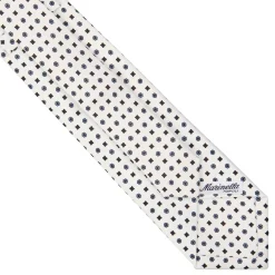 CRAVATTA SARTORIALE EXTRA LONG IN SETA BIANCA Microfantasia fiore