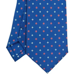 CRAVATTA SARTORIALE EXTRA LONG IN SETA BLUMicrofantasia fiore