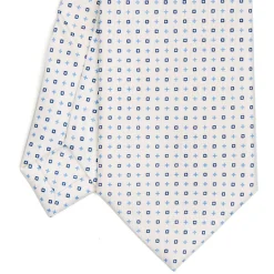 CRAVATTA SARTORIALE EXTRA LONG IN SETA BIANCA Microfantasia fiore