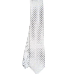 CRAVATTA SARTORIALE EXTRA LONG IN SETA BIANCA Microfantasia fiore