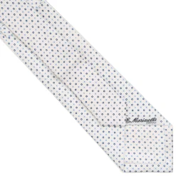 CRAVATTA SARTORIALE EXTRA LONG IN SETA BIANCA Microfantasia fiore
