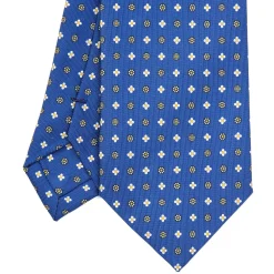 CRAVATTA SARTORIALE EXTRA LONG IN SETA BLUMicrofantasia fiore