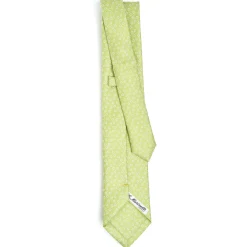 CRAVATTA SARTORIALE EXTRA LONG IN SETA VERDE CHIARO Microfantasia fiore