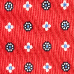 CRAVATTA SARTORIALE EXTRA LONG IN SETA ROSSA Microfantasia fiore
