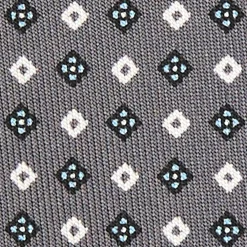 CRAVATTA SARTORIALE EXTRA LONG IN SETA GRIGIO SCURO Microfantasia fiore