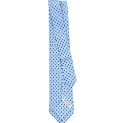 CRAVATTA SARTORIALE EXTRA LONG IN SETA AZZURRA Microfantasia fiore
