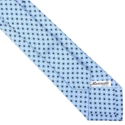CRAVATTA SARTORIALE EXTRA LONG IN SETA AZZURRA Microfantasia fiore