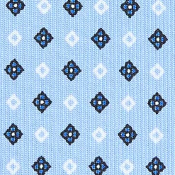 CRAVATTA SARTORIALE EXTRA LONG IN SETA AZZURRA Microfantasia fiore