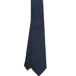 CRAVATTA SARTORIALE EXTRA LONG IN SETA BLU SCURO Microfantasia fiore