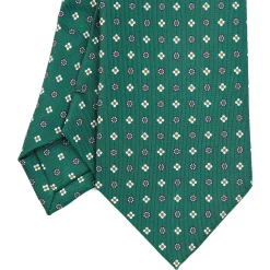 CRAVATTA SARTORIALE EXTRA LONG IN SETA VERDE SCURO Microfantasia fiore