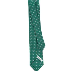 CRAVATTA SARTORIALE EXTRA LONG IN SETA VERDE SCURO Microfantasia fiore
