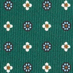 CRAVATTA SARTORIALE EXTRA LONG IN SETA VERDE SCURO Microfantasia fiore