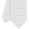 CRAVATTA SARTORIALE EXTRA LONG IN SETA BIANCA Microfantasia fiore