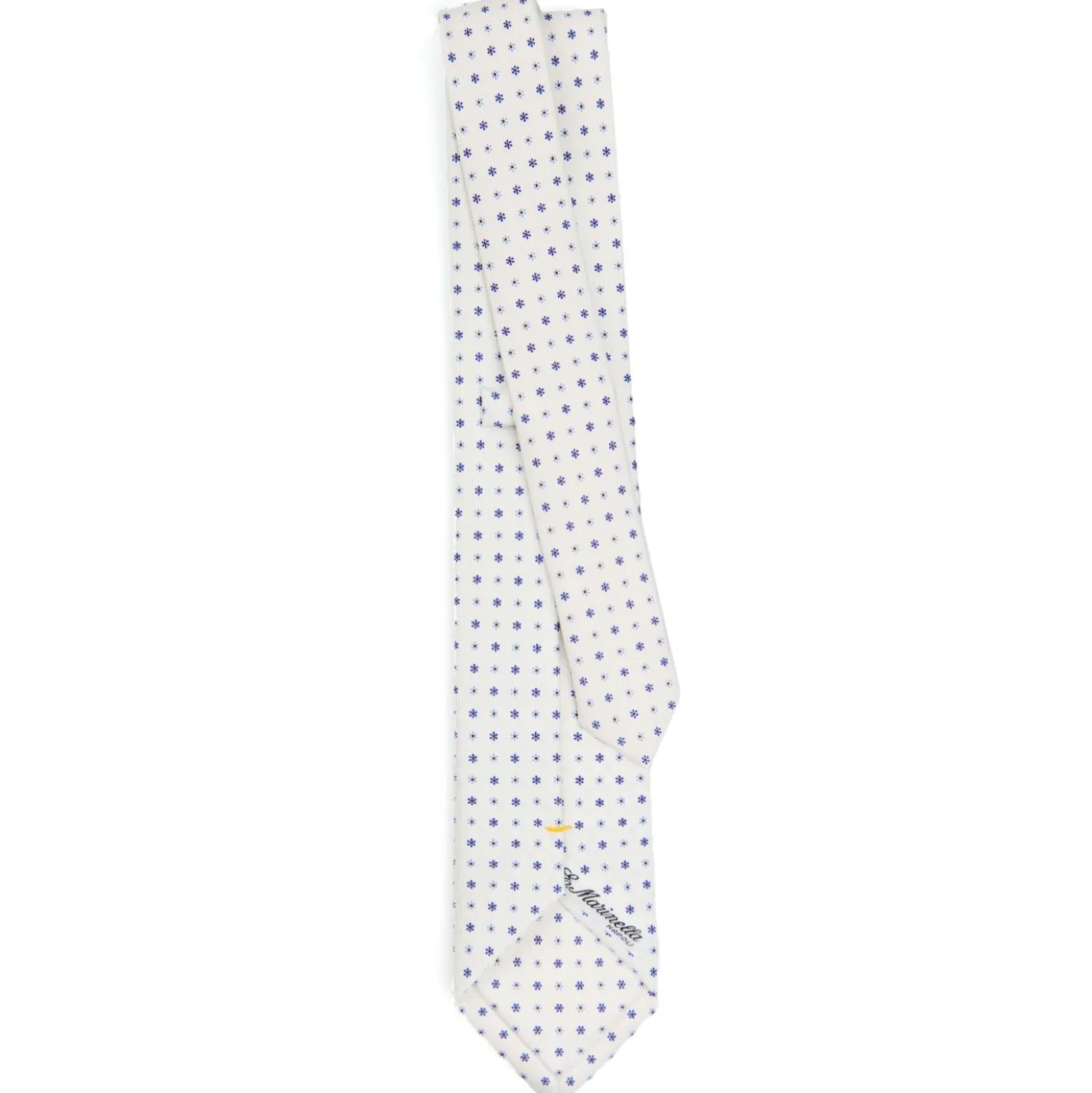 CRAVATTA SARTORIALE EXTRA LONG IN SETA BIANCA Microfantasia fiore