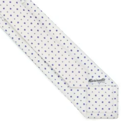 CRAVATTA SARTORIALE EXTRA LONG IN SETA BIANCA Microfantasia fiore
