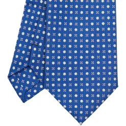 CRAVATTA SARTORIALE EXTRA LONG IN SETA BLUMicrofantasia fiore