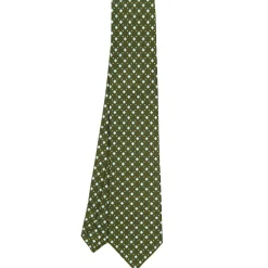 CRAVATTA SARTORIALE EXTRA LONG IN SETA VERDE OLIVA Microfantasia fiore