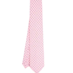 CRAVATTA SARTORIALE EXTRA LONG IN SETA ROSA Microfantasia fiore