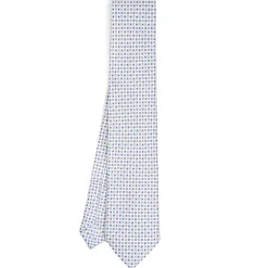 CRAVATTA SARTORIALE EXTRA LONG IN SETA BIANCA Microfantasia fiore