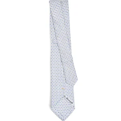CRAVATTA SARTORIALE EXTRA LONG IN SETA BIANCA Microfantasia fiore