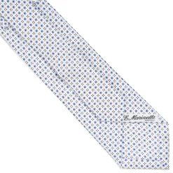 CRAVATTA SARTORIALE EXTRA LONG IN SETA BIANCA Microfantasia fiore