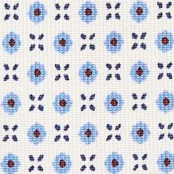 CRAVATTA SARTORIALE EXTRA LONG IN SETA BIANCA Microfantasia fiore