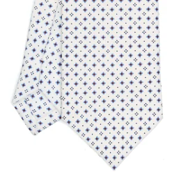 CRAVATTA SARTORIALE EXTRA LONG IN SETA BIANCA Microfantasia fiore